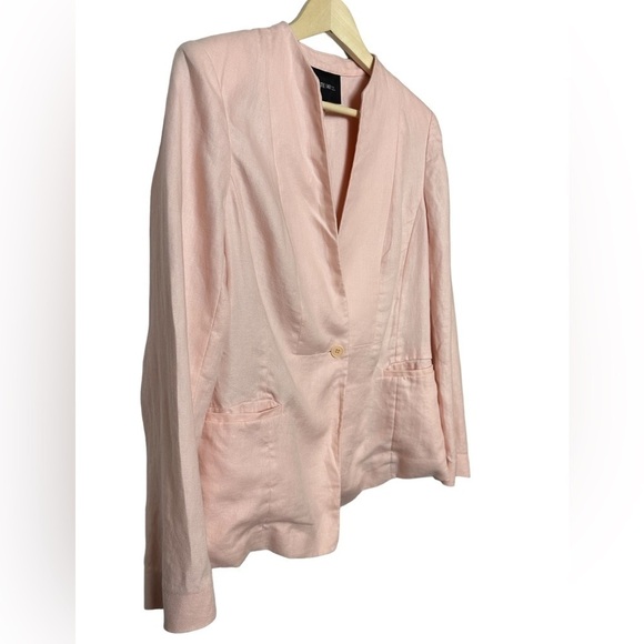 Lafayette 148 New York 100% Linen Pink Peach One Button Blazer Jacket Size 10 - Picture 5 of 8